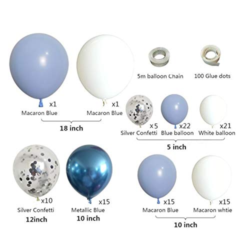 Suprimentos para festa de bebê,Funien 107 PCS Conjunto de decorações de festa de balões azuis menina
