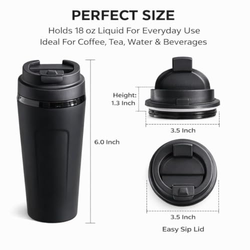 Image of SMAX 450 ML Travel Mug with Lid | Reusable Coffee & Tea Cup | Portable Drinking Mug for Office, Car & Travel | Stylish Lightweight Cup for Daily Use