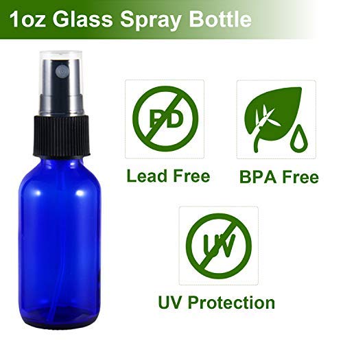 Glass Spray Bottle, YULEER 1oz Spray Bottles for Cleaning Solutions, Hair, Essential Oils, for Home use, for travel, Pack of 24