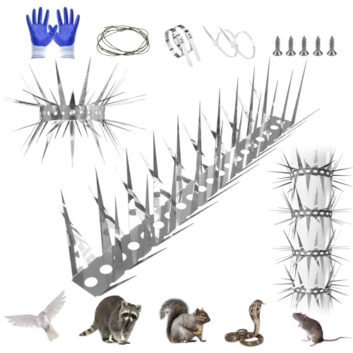 Marderabwehr Taubenabwehr Vogelabwehr-Spikes Marderschreck für Fallrohr Balkon Dachrinne zum Vertreiben von Eichhörnchen Waschbären Katzen Verschlungene Dornen optimaler Schutz schneidbar(100 cm)