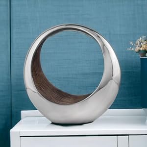 Modern Day Accents 3502 Small Anillo 2-Tone Decorative, Aluminum, Tabletop, Accents, House Decor, Bowl, Modern, Engagement Wedding Trays, Ring Display Stand, Key Holder 11"L x 7"W x 11"H, Brown Silver Modern Day Accents 3502 Small Anillo 2 Tone Decorative Aluminum Tabletop Accents House Decor Bowl Modern Engagement Wedding Trays Ring Display Stand Key Holder 11L x 7W x 11H Brown Silver