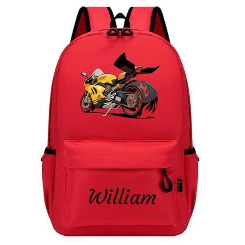 Générique Sac à Dos Personnalisé pour Enfants, Sac Enfant Hydrofuge avec Nom et Motif, Sac Dos pour Maternelle/Primaire/Collège, Sac à Dos Ergonomique pour Filles et Garçons Taille S/M/L (Rouge)