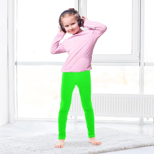 Girls' Leggings Neon Lime Green Solid Color Dance Pants Tights Trousers Casual Yoga Pants Kids Leggings, 4T4