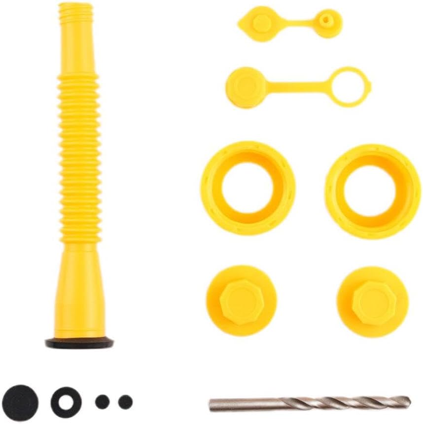 Gas Can Spout Replacement Kit - Universal Anti-Spill Nozzle With Flexible Hose, Fits 1/2/5/10 Gallon Cans (Includes Drill Bit)