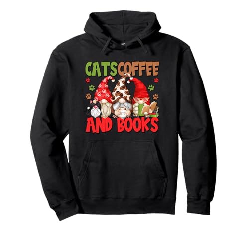 Cute Coffee Lover Cat Mom and Dad Cats Coffee and Books Sweat à Capuche