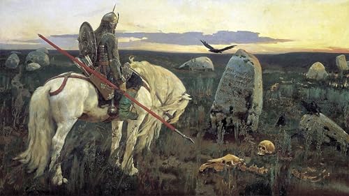 Lienzo Un Cavaliere al Bivio Cuadro de Vasnetsov 60x90cm para Regalo Especial de Arte