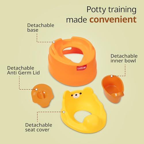 LuvLap Adaptable 2 in 1 Potty Training Seat for 1 + Year child, potty trainer with Detachable Potty Bowl, Suitable for potty training of Boys & Girls (Orange & Yellow), Plastic (Image - 2)