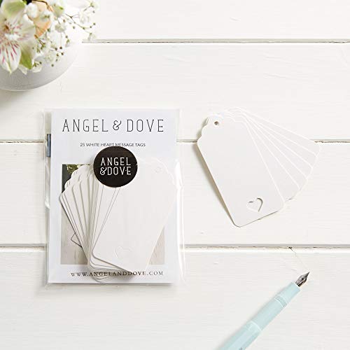 Angel & Dove 25 White Heart Card Balloon Message Tags - Perfect For Funeral, Wedding, Celebration Of Life #TOP2
