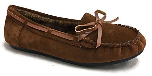 Blueberry Womens Faux Soft Suede Fur Lined Moccasin House Slippers Indoor Outdoor4