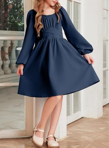 blibean Teen Girls Adjustable Tie Back Dresses Kids Outfits Size 6-15 Years4