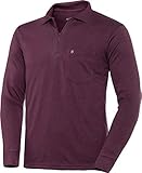 Henson & Henson Herren Poloshirt Langarm in Bordeaux mit Zipper, Langarm-Polo aus feinstem Jersey-Gewebe, klassisches Polohemd im Regular-Fit Schnitt, Gr. 48-60