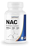 Nutricost N-Acetyl L-Cysteine (NAC) 600mg, 120 Vegetarian Capsules - Non-GMO, Gluten Free, Vegetarian Caps