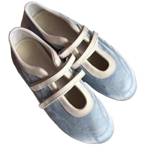 Sneakerina Ballet Sneakers for Women Girls Satin Ballerina House Slippers Flat Round Toes Dual Straps Cute Y2K Retro No Slip Sole Soft Breathable Lightweight Casual Comfort Dress Shoes Tennis Running