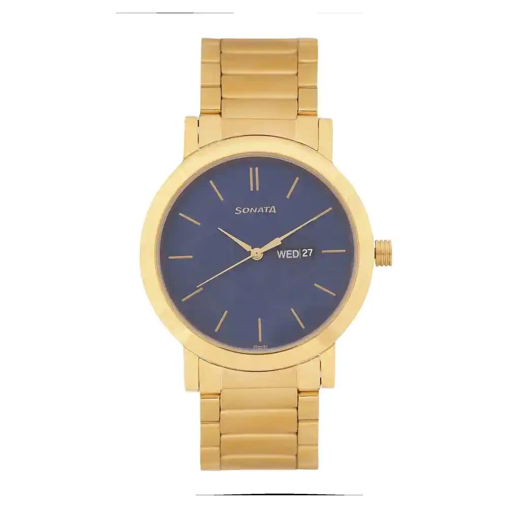Sonata Quartz Analog with Day and Date Blue Dial Stainless Steel Strap Watch for Men-NR77108YM05 (B0BS3MP9WK) Amazon Price History, Amazon Price Tracker
