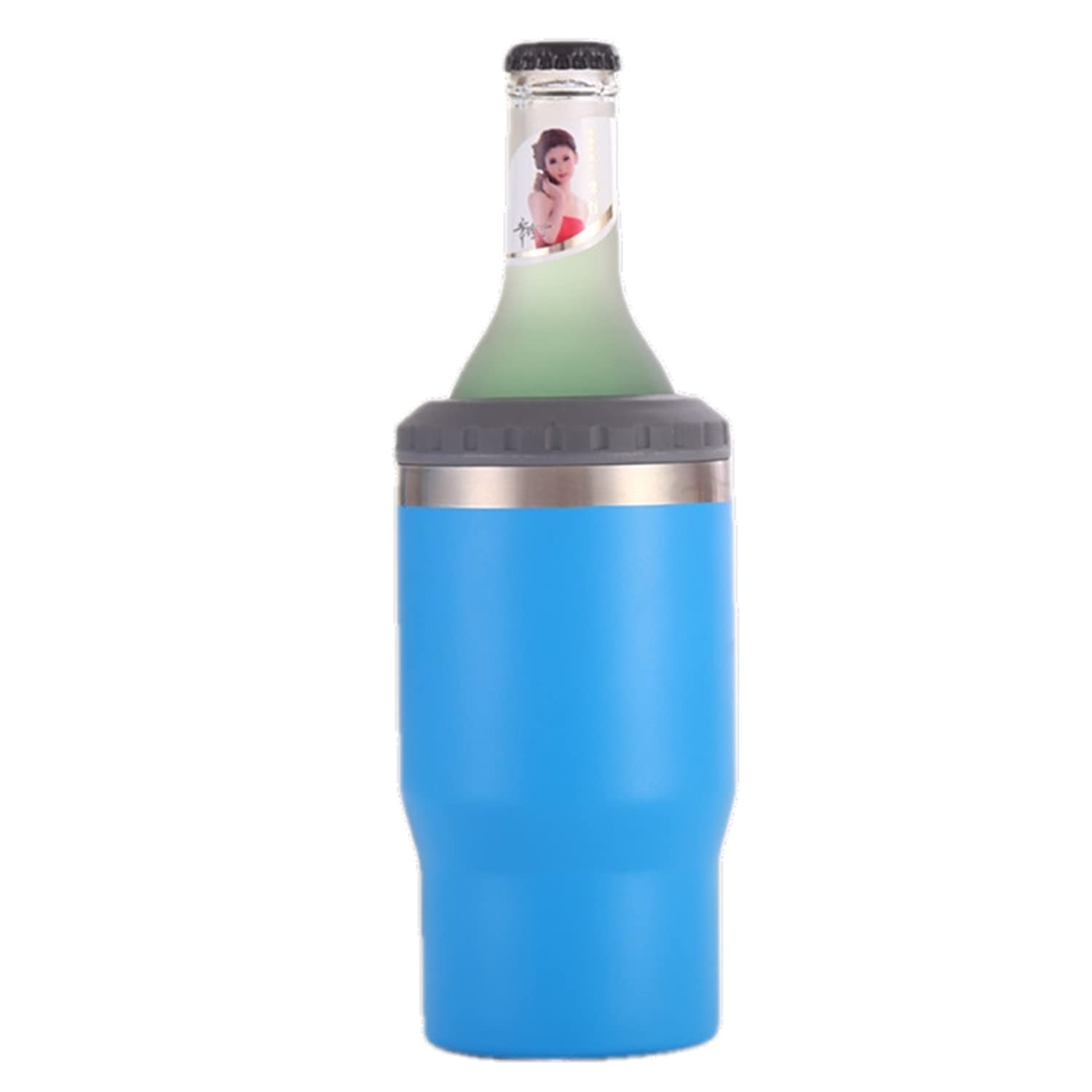 Gteller 4 in 1 Stainless Steel Can/Bottle Insulator, 14oz Two-Way Lids SUS Insulated Can Cooler, Beer Bottle holder (Azure) - Image 4