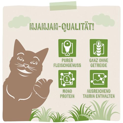 MjAMjAM - Premium Nassfutter für Katzen - Probierpaket Purer Fleischgenuss 1 125g, 12er Pack (12 x 125g), naturbelassen mit extra viel Fleisch