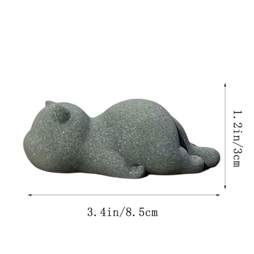 Figura de gato de piedra arenisca decorativa miniatura 6