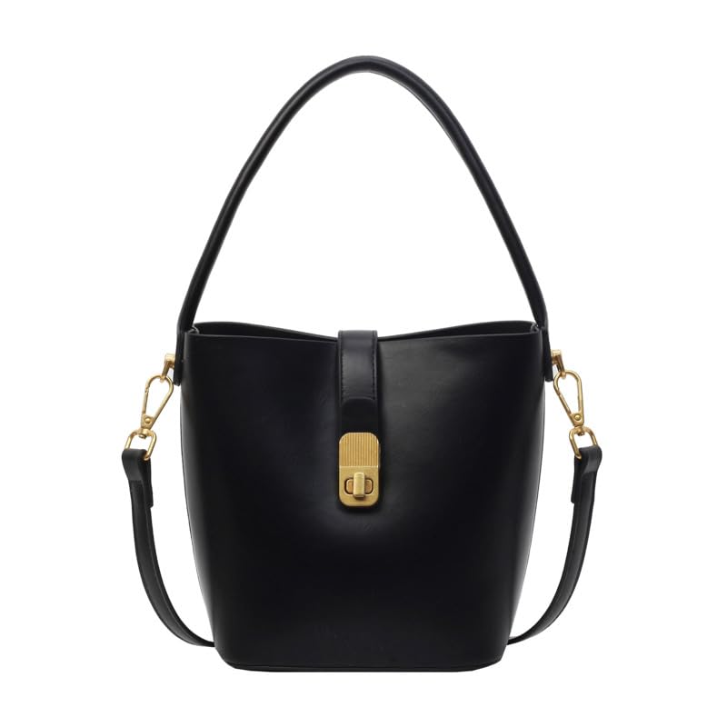 Bucket Bag for Women Stylish Shoulder Bag PU Leather Crossbody Bag Trendy Purse with Zipper Closure