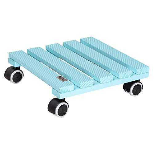 Wagner Soporte con Ruedas para Plantas Aqua Splash 28 x 28 x 8 cm I para Interior I Madera Maciza FSC®, Antideslizante, Aqua Splash/Turquesa I Capacidad de Carga 100 kg I 20020601