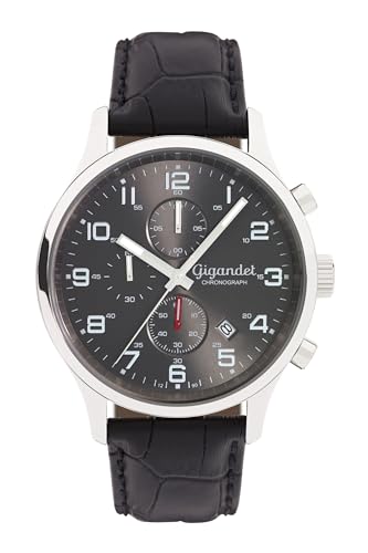 Montre analogique quartz japonais Gigandet Hommes avec bracelet en cuir noir