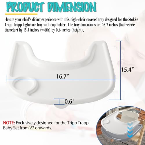 Image of High Chair Tray Cover Compatible with Stokke Tripp Trapp Chair with Cup Holder and Baby Dining Tray Compatible with in-gle-sina Fast Table Chair