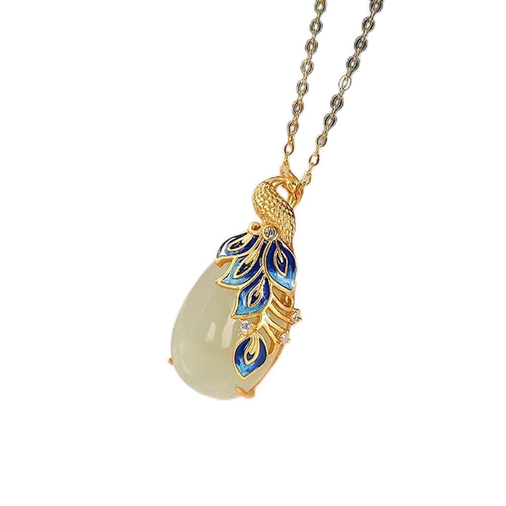 Accesorios Collar Vintage S925 para Mujer Chapado en Oro Cloisonne Phoenix Joyería clásica Hecha a Mano Collares con Colgante para Mujer Regalo con dijes Artesanía Antigua Nacional