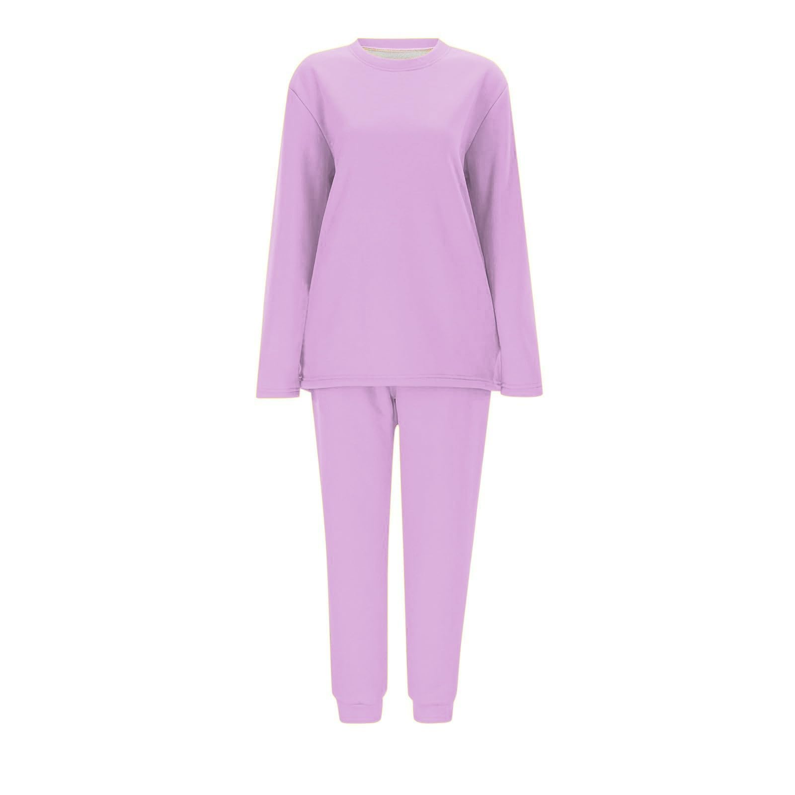 Conjunto de Pijama de Sudadera y Pantalones con Forro para Mujer para Calidez Invernal con Traje de Felpa Tops cómodos y Holgados Ropa de Estar por casa cálida de Invierno para Mujer