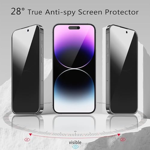 Image of 2 Pack 360 Degree Privacy Tempered Glass for iPhone 14 Pro Max - Anti-Spy, Anti-Scratch, 6.7-Inch Screen Protector