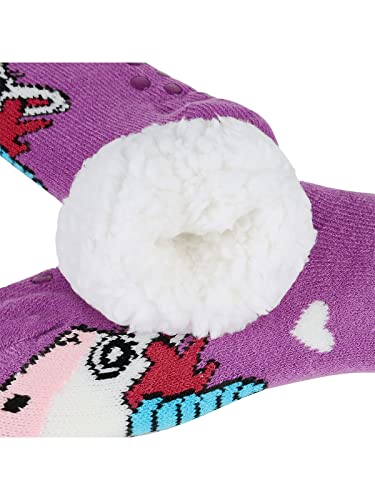 Century Star Girls Slipper Socks with Grippers for Kids Warm Fleece Lined Fuzzy Socks Boys Winter Christmas Cute Animal Socks4
