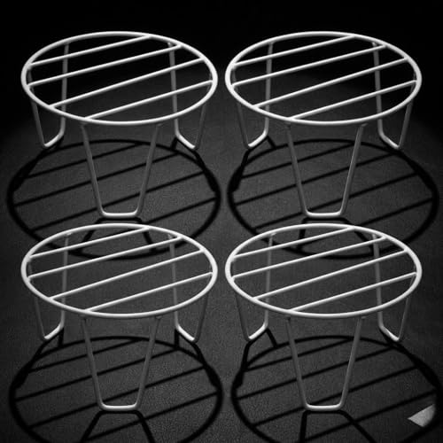 Image of Metal Plant Stand for Indoor and Outdoor, Round Iron Pot Holder, Rust Resistant Planter Riser, White, Pack of 4