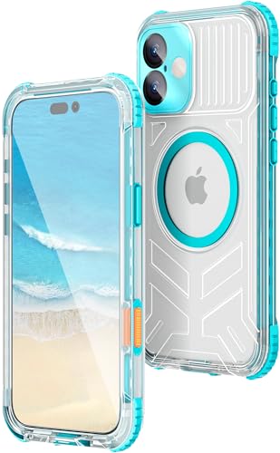 WIFORT for iPhone 16 Plus Waterproof Case [IP68 Underwater] [Blue Light Filter Lens] [15FT Military Shockproof] Fit for Magsafe Full Body Magnetic Frosted Phone Case with Lanyard 6.7 Teal