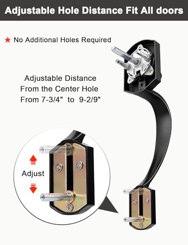 Image of Tinewa Matte Black Double Front Door Handleset with Deadbolt - Upgraded Entry Door Handle Featuring Accent Wave Lever, Keyed & Dummy Exterior Handleset Combination