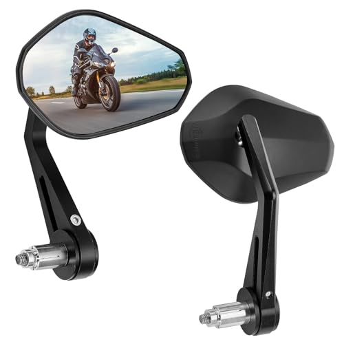 KEMIMOTO E9 Espejos Moto para Manillar, Retrovisores Moto Manillar de Giratorio 360°, Espejos Universal Lateral de 7/8" de 22 mm