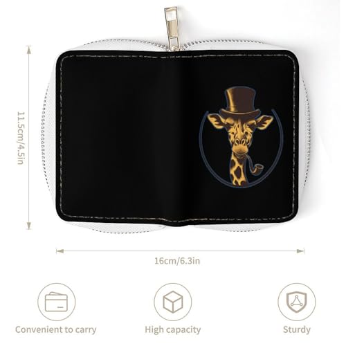 Bowler Hat Giraffe Small Business Credit Card Holder Wallet with 20 Card Slots Case Coin Purse Pouch3