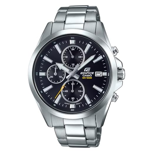 Casio EDIFICE Reloj en caja sólida, 10 BAR, Negro, para Hombre, con Correa de Acero inoxidable, EFV-560D-1AVUEF