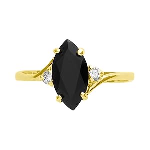 2CT Black Onyx Ring 10K/14K/18K Gold Marquise Cut Black Onyx Ring for Women Personalized Black Onyx Gemstone Ring Engagement Band Luxury Jewelry Gift for Women Ladies Her Size 4-16