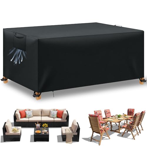 WUAYAMI Gartenmöbel Abdeckung wasserdichte Abdeckplane Gartenmöbel Winddicht Anti-UV Schwerlast 420D -Oxford Gewebe für Sitzgruppe Gartentische Terrassenmöbel Schwarz, 200x100x75