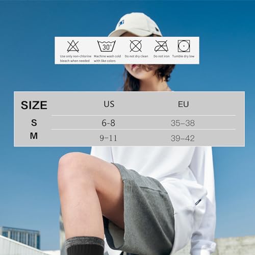 Image of BUDERMMY Crew Socks for Women Hiking Athletic Running Walking Cushioned Compression Cotton Socks 6 Pairs
