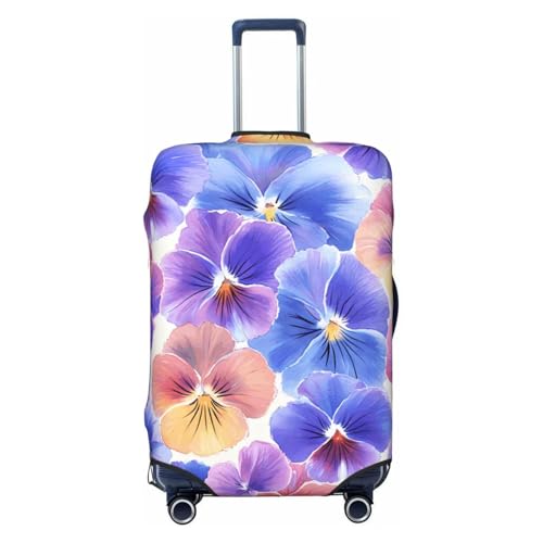 Pansy Flower Elastic Travel Luggage Cover, Washable Spandex Suitcase Protector, Anti-Scratch Fits 18-32 Inch