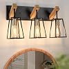 3 Light Bathroom Vanity Light Wood Bathroom Lighting Fixtures Over Mirror Farmhouse Bathroom Vanity Light Fixtures Metal Cage Wall Sconce Black Wall Lamp for Hallway Bedroom