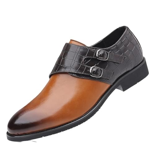 Mens Shiny Patent Leather Dress Shoes Double Monk Strap Slip On Business Round Toe Oxfords Shoes