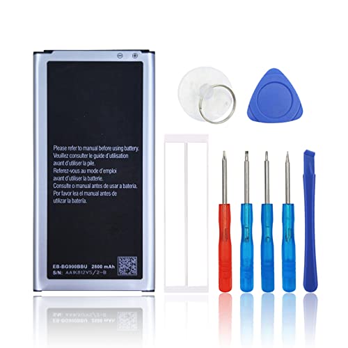 SwarKing Batería de repuesto compatible con Samsung Galaxy S5 SM G900 EB BG900BBU/EB BG900BBZ/EB BG900BBE con kit de herramientas