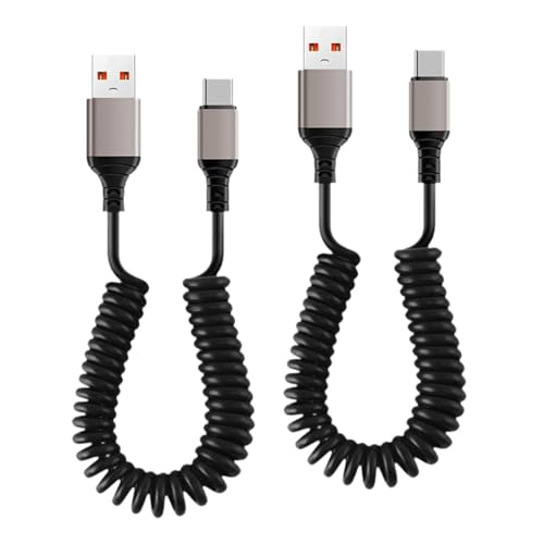 Image of BNF 2Pcs USB C Fast Charging Cable Bed Vehicle Auto Car Home Coiled Charger Cord | Cell Phones & Accessories | Cell Phone Accessories | Cables & Adapters