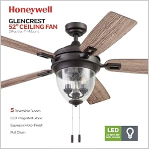 Honeywellceilingfansglencrest52inchindooroutdoorledceilingfanwithlightpullchaindualmountingoptionsetldamprateddualfinishbladesreversiblemotor5061501iron Urban Country Home Decor Honeywell ceiling fans glencrest 52 inch indoor outdoor led ceiling fan with light pull chain dual mounting options etl damp rated dual finish blades reversible motor 50615 01 iron urban country home decor