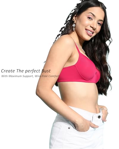Image of Leading Lady Women Printed Lightly Padded Non Wired Seamless T-Shirt Bras | Adjustable Straps | Full Coverage | Everyday Bra (Pack of 1)