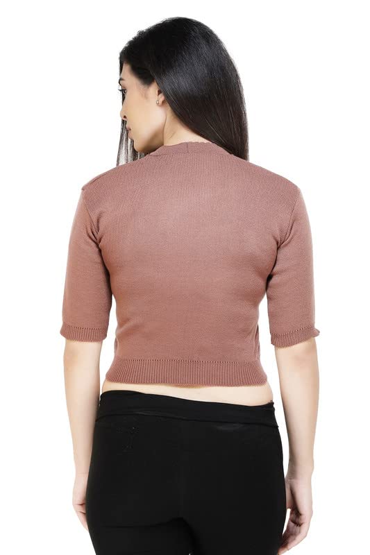 Image of Women Winter Wear V-Neck Half Sleeves Regular Fit Woollen Blouse
