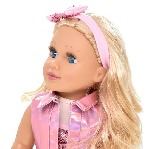 Muñeca de moda 18 pulgadas con cabello rubio y accesorios miniatura 2