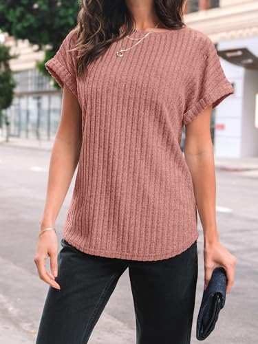 Image of AUTOMET Womens Short Sleeve Tops Fall Shirts 2026 Lightweight Sweater