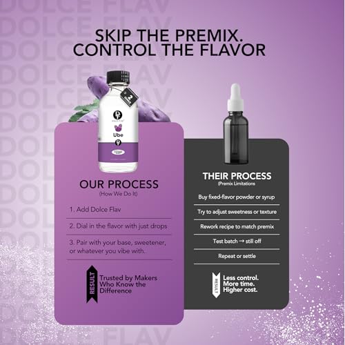 Image of Dolce Flav Clear Ube Extract - 8 Ounce Water-Soluble Multipurpose Flavoring Ideal for Ice Cream, Cookies, Boba, Coffee & Pastries - Purple Yam Flavoring - Perfect Kitchen Gift for Holidays