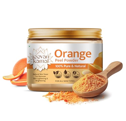 Image of Jeewan Kamal Orange Peel Powder (Citrus Aurantium) - 200g | Natural & Organic Face Pack with Vitamin C | Ayurvedic Skin Whitening, Oil Control, Tan Removal | No Chemical, No Preservative (Pack of 1)